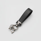 Textured Tube Keychain with Metal Hardware - Black