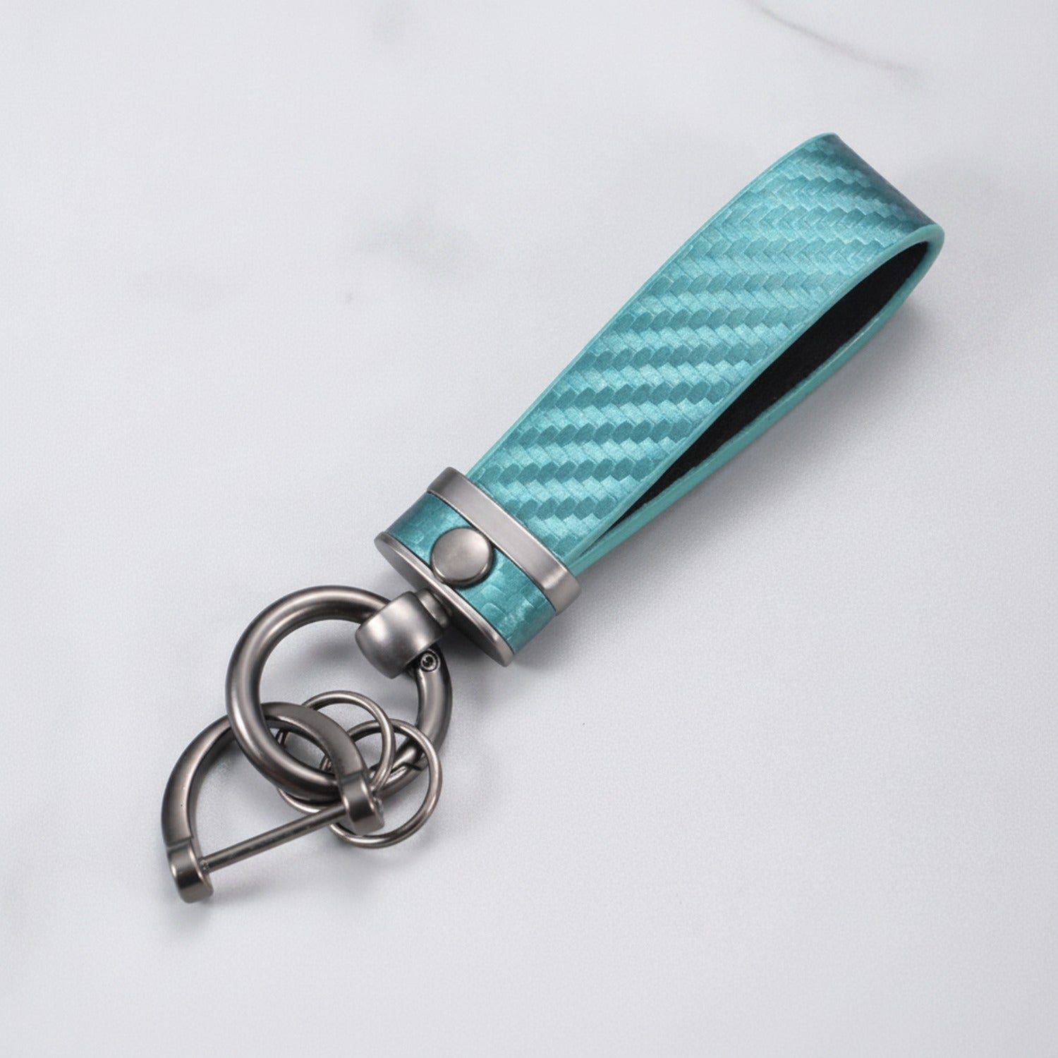 Textured Tube Keychain with Metal Hardware - Green