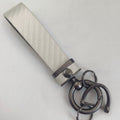 Textured Tube Keychain with Metal Hardware - Pearl White