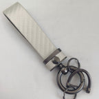Textured Tube Keychain with Metal Hardware - Pearl White