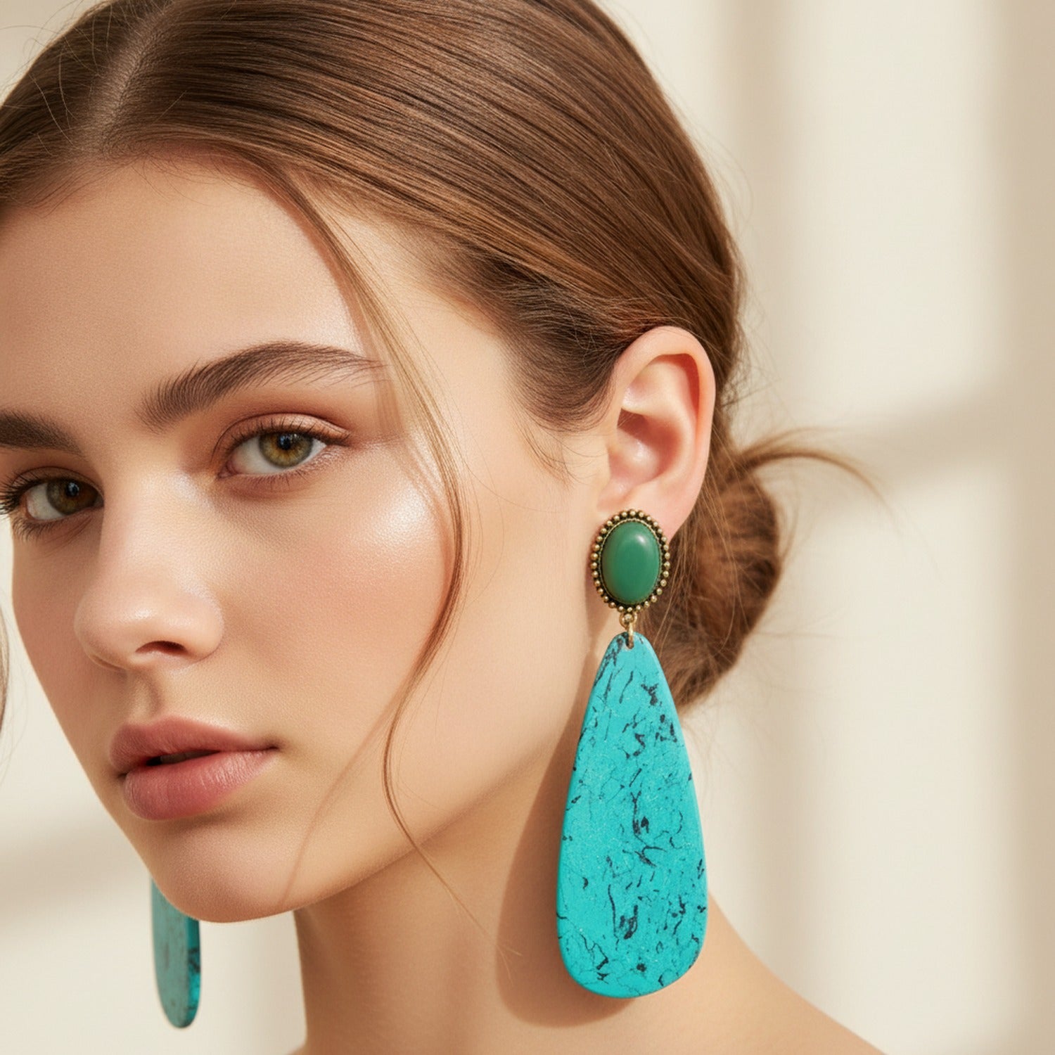 Turquoise Drop Statement Earrings