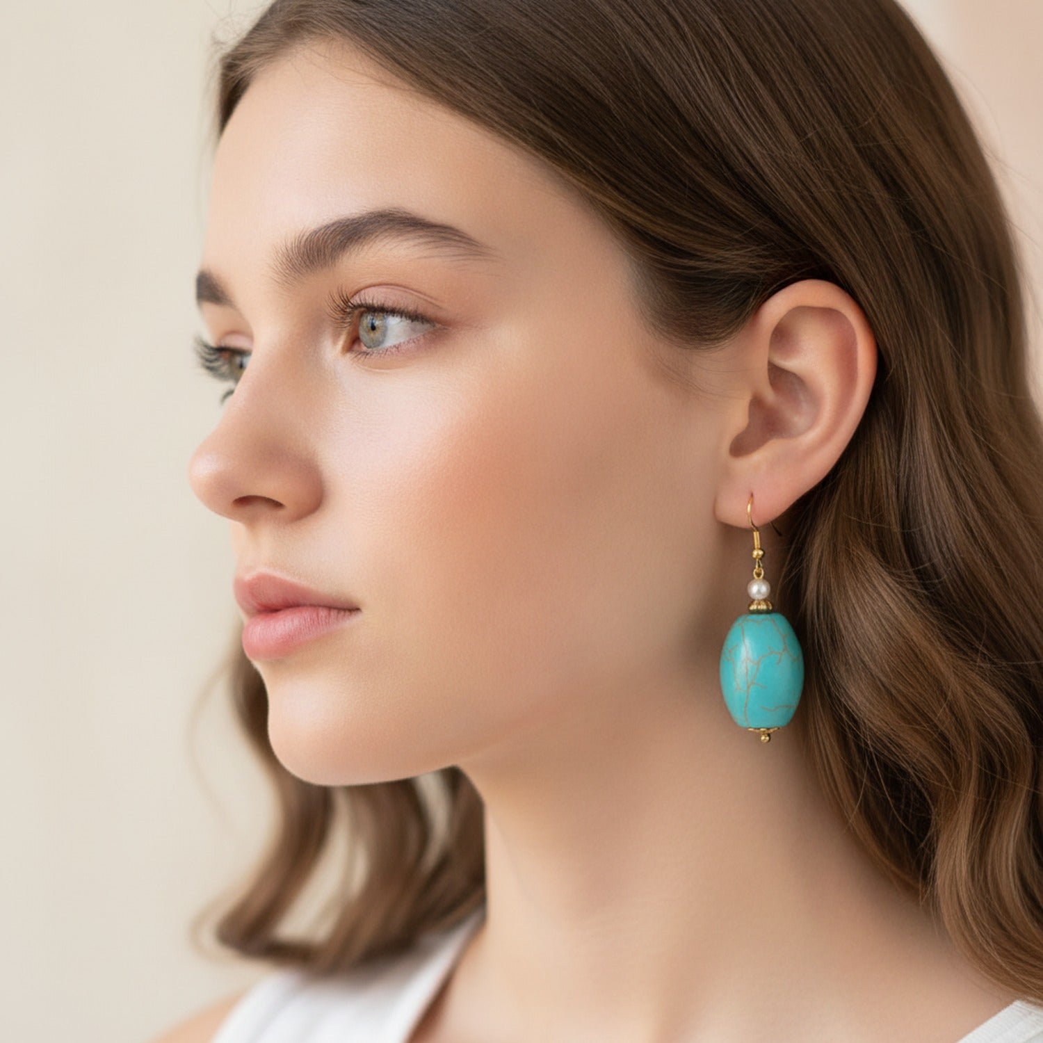 Turquoise Stone Drop Earrings