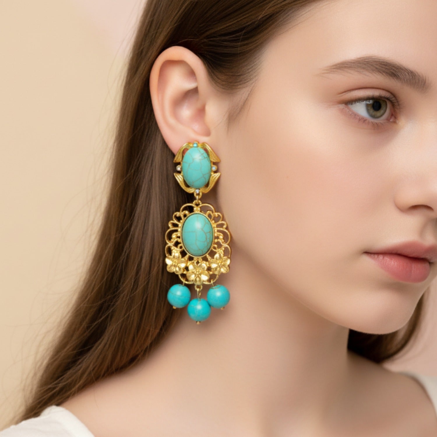 Turquoise Statement Drop Earrings