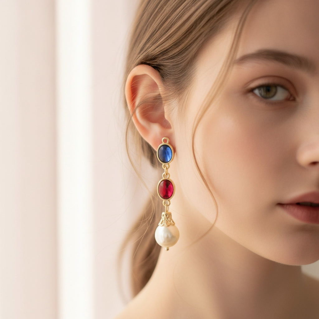 Gold Jewel Drop Earrings – jewelry