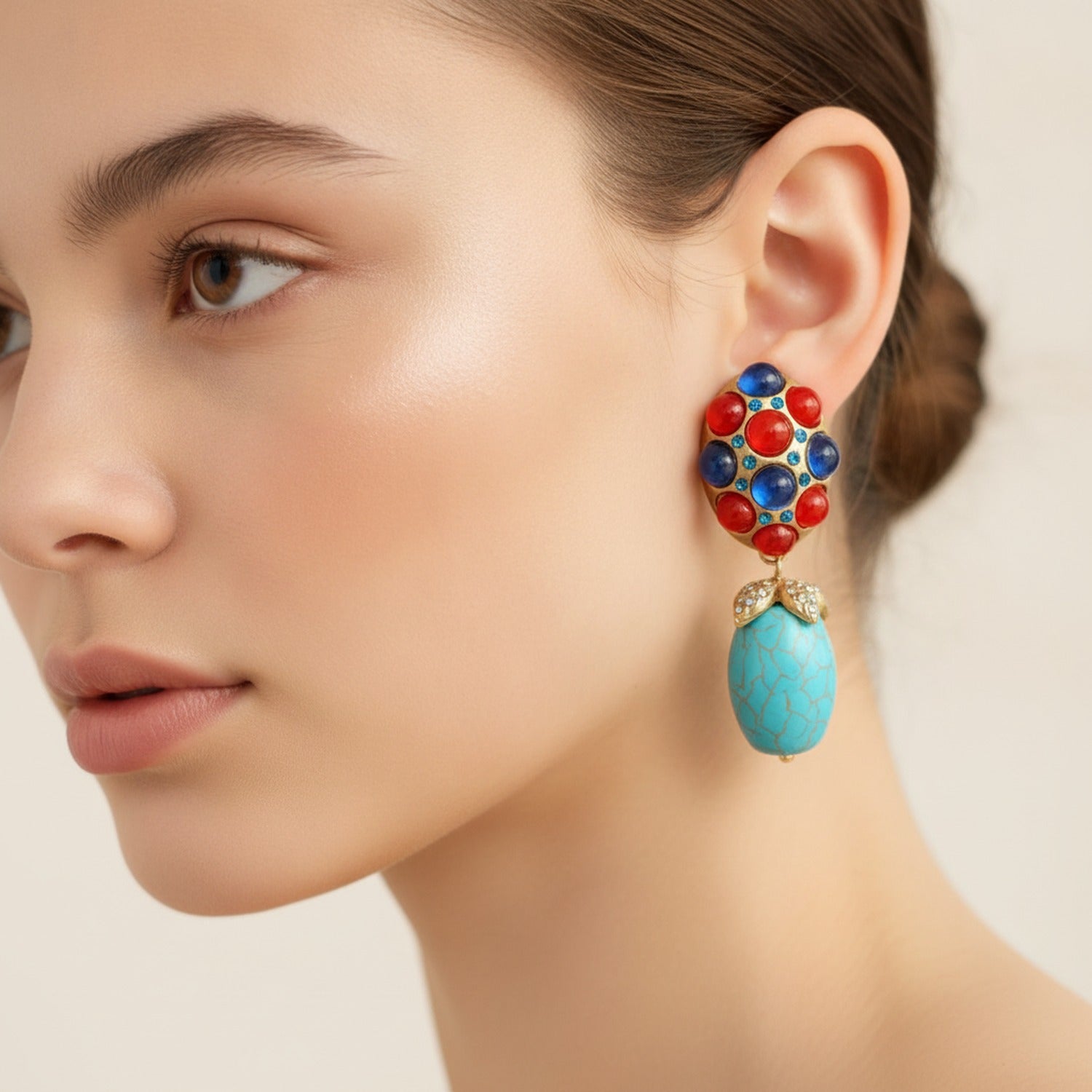 Jeweled Turquoise Drop Earrings