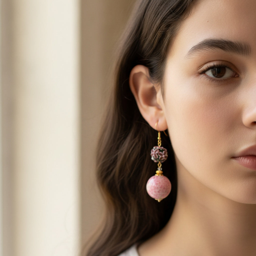 Vintage Floral Ball Drop Earrings – jewelry