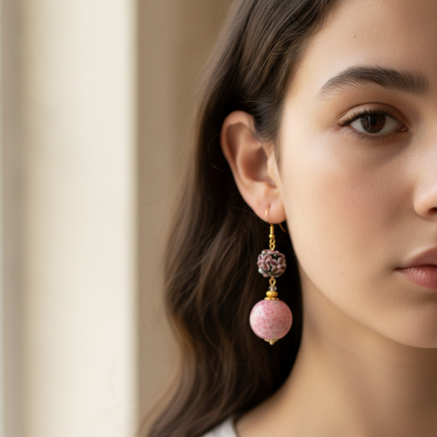Vintage Floral Ball Drop Earrings