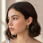 Emerald & Ruby Gold Chunky Hoops – jewelry