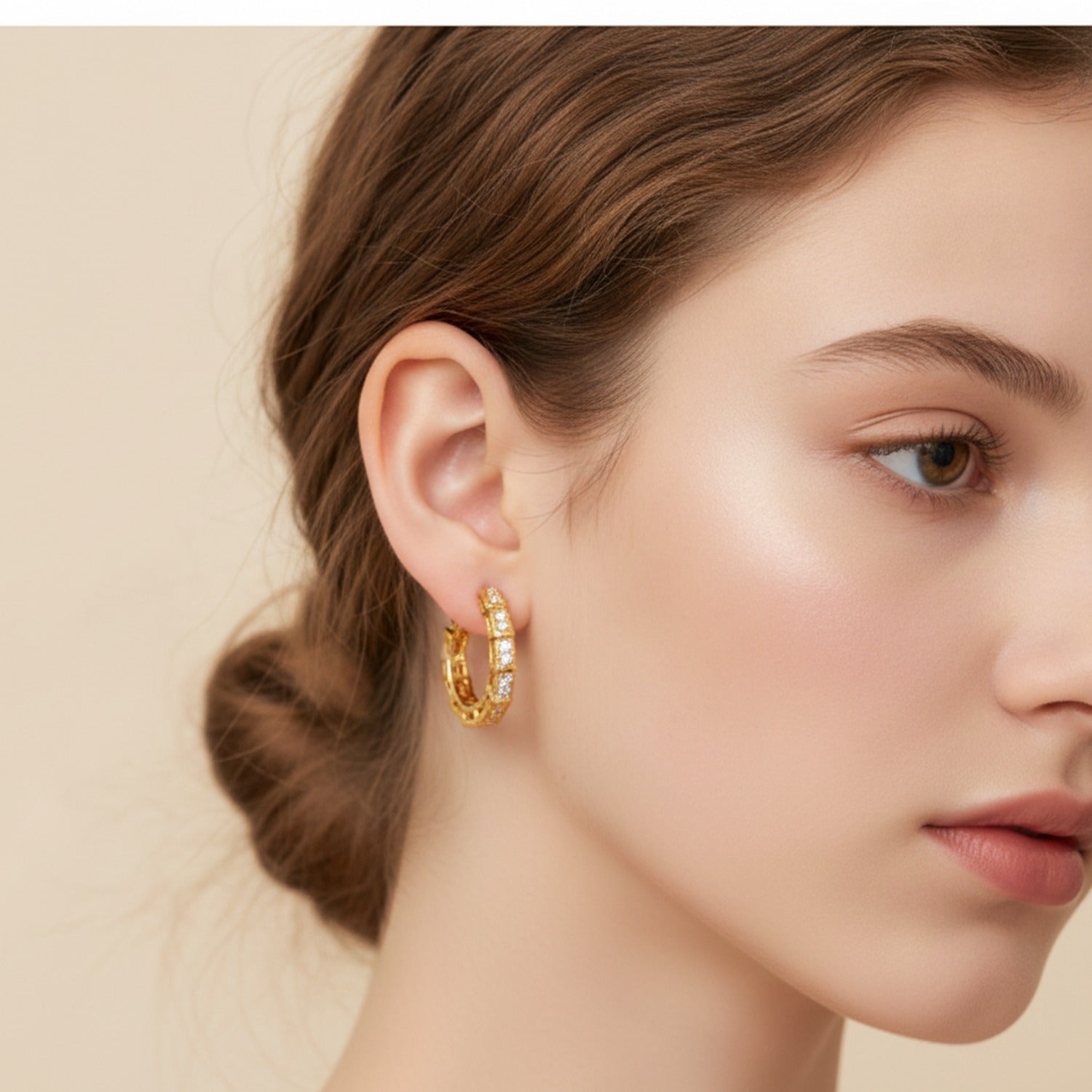 Sparkly Gold Huggie Hoop Earrings