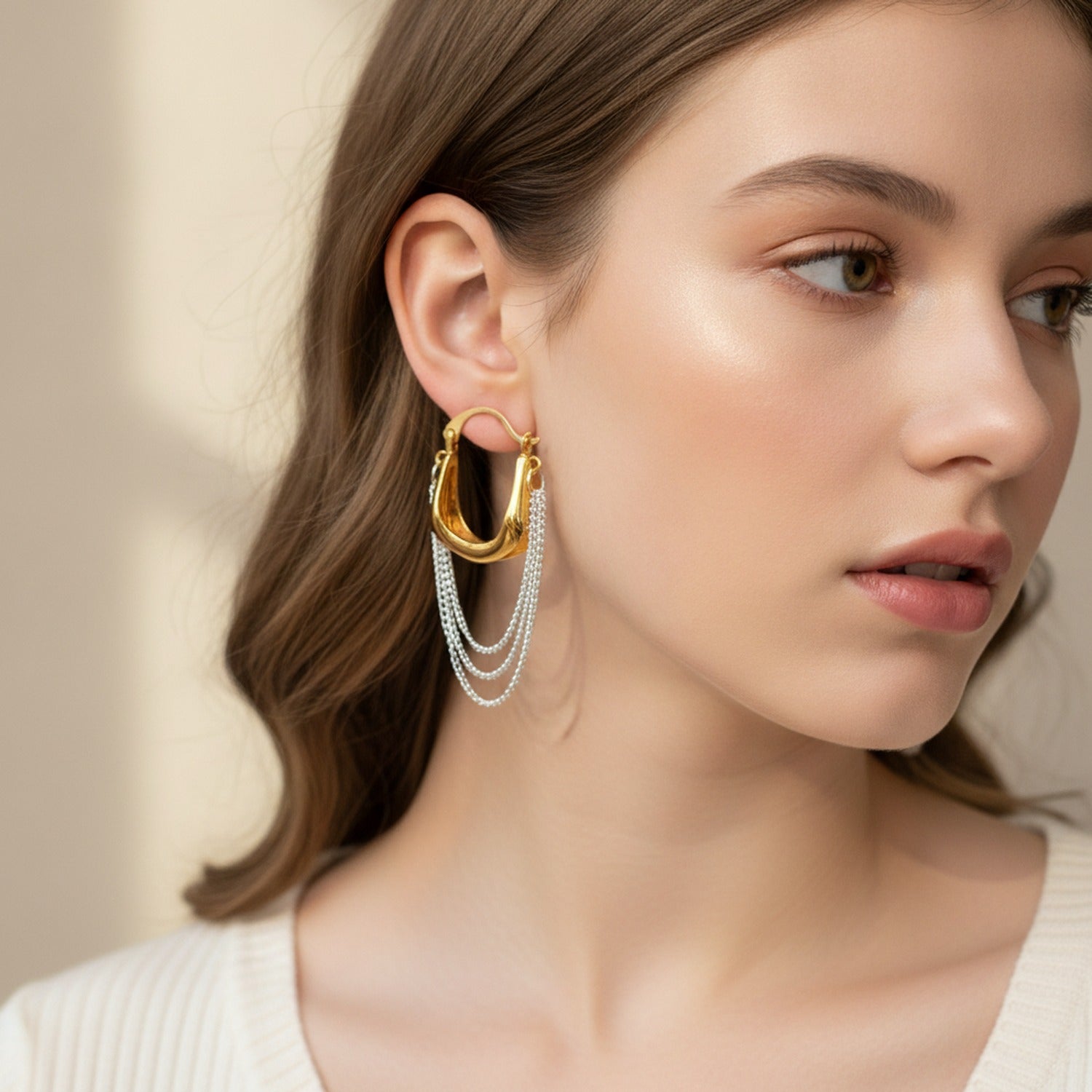 Gold & Silver Mesh Chain Hoops
