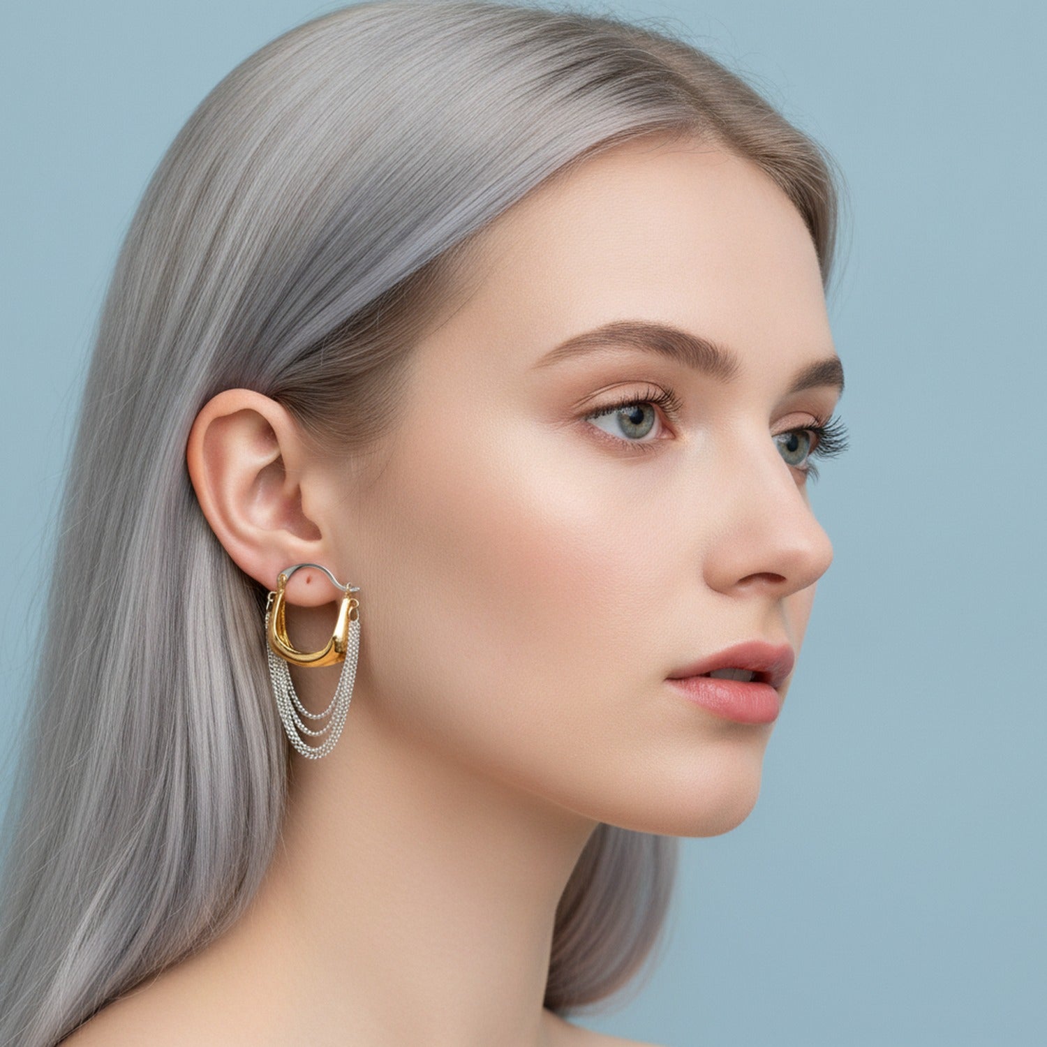 Gold & Silver Mesh Chain Hoops