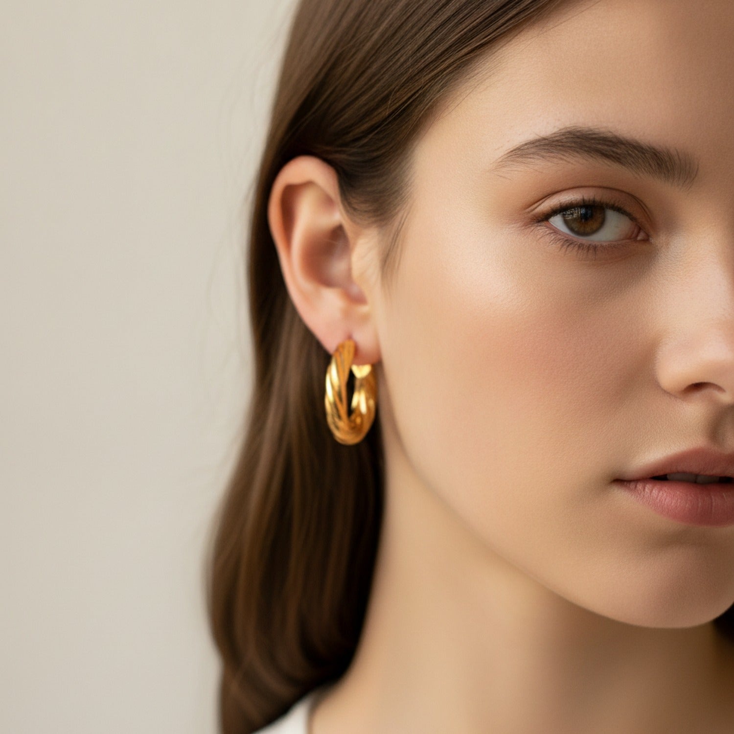 Twisted Gold Hoop Earrings