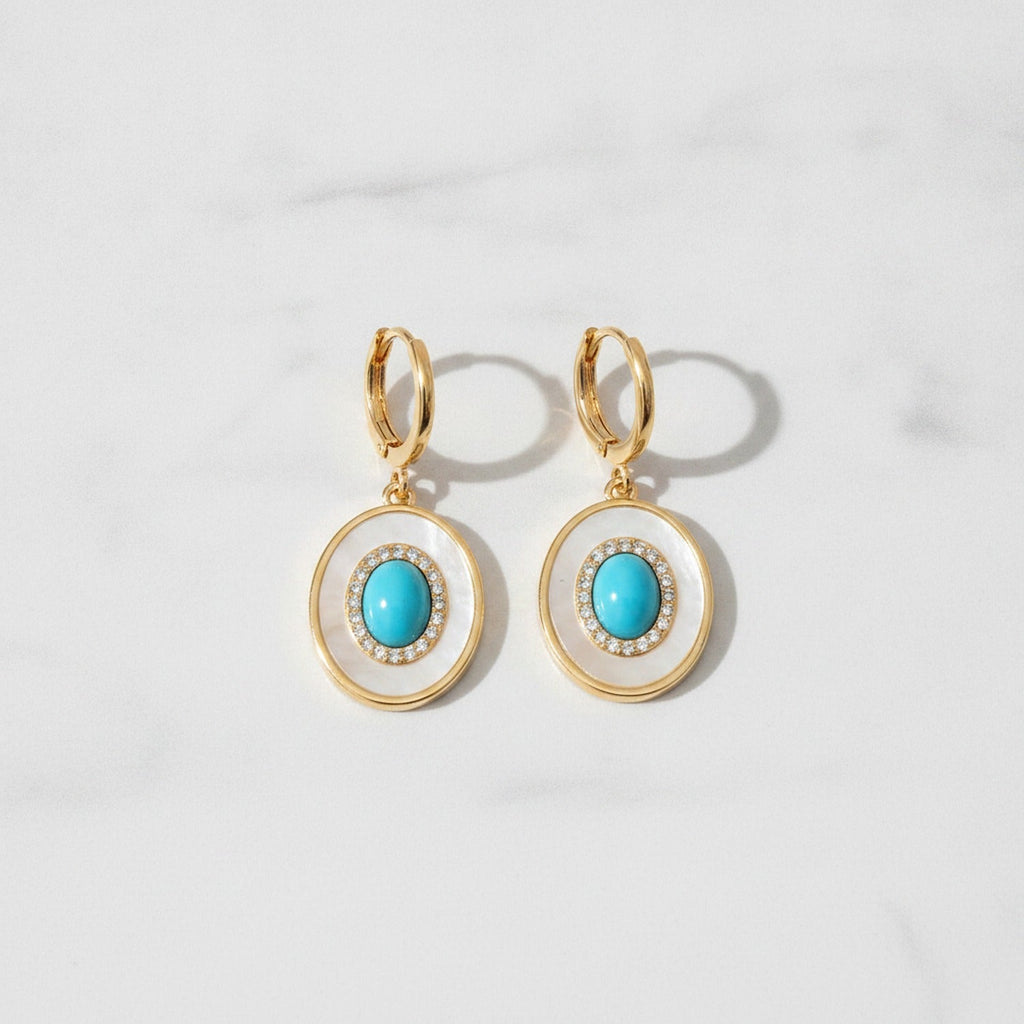 Pearl Drop Earrings - Turquoise Huggie