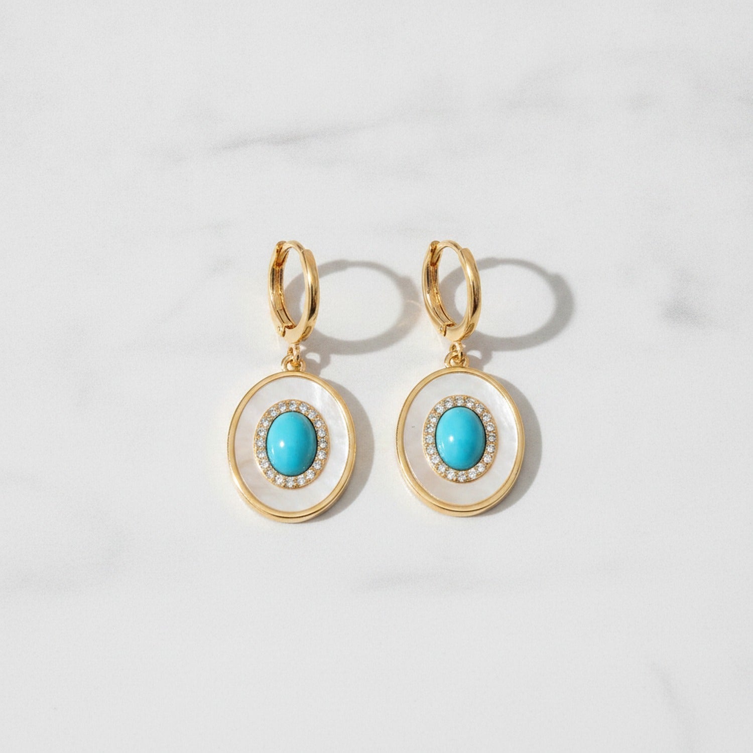 Pearl Drop Earrings - Turquoise Huggie