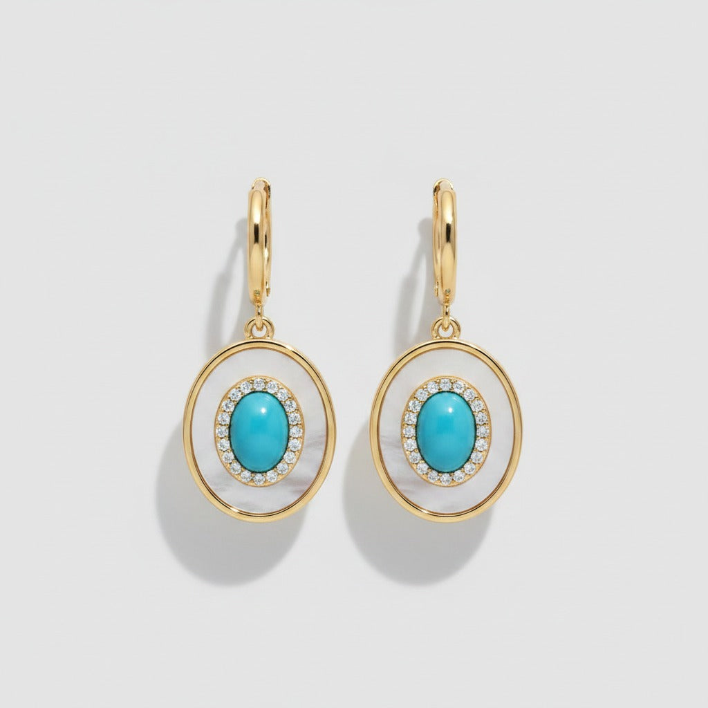 Pearl Drop Earrings - Turquoise Huggie – jewelry (view 1)