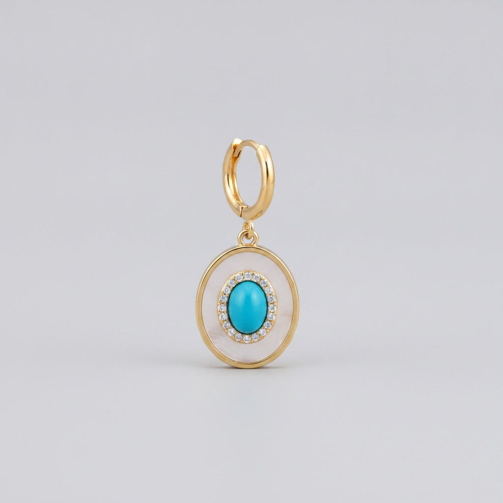 Pearl Drop Earrings - Turquoise Huggie