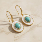 Pearl Drop Earrings - Turquoise Leverback