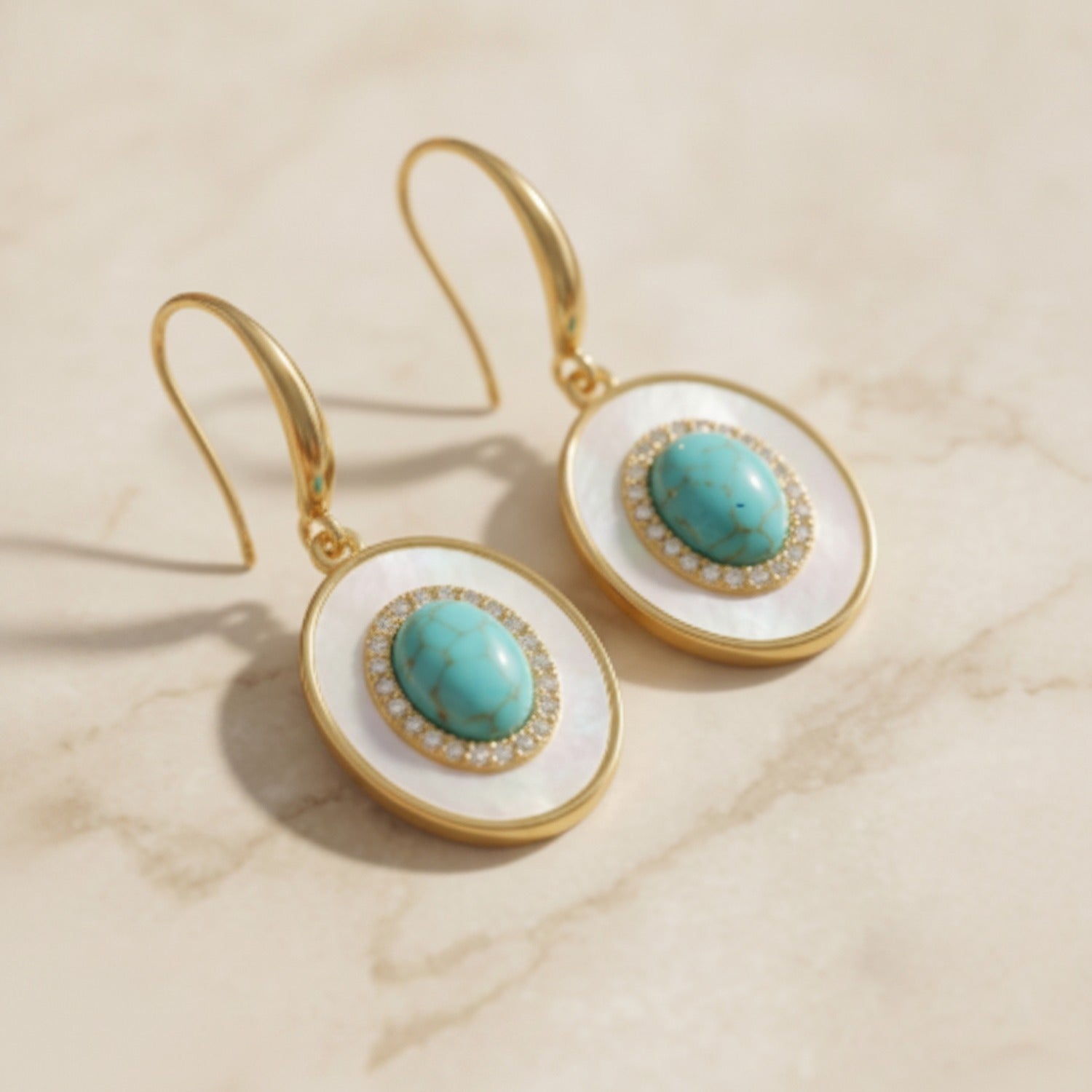 Pearl Drop Earrings - Turquoise Leverback
