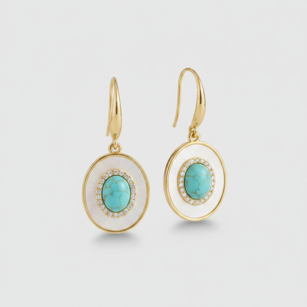 Pearl Drop Earrings - Turquoise Leverback
