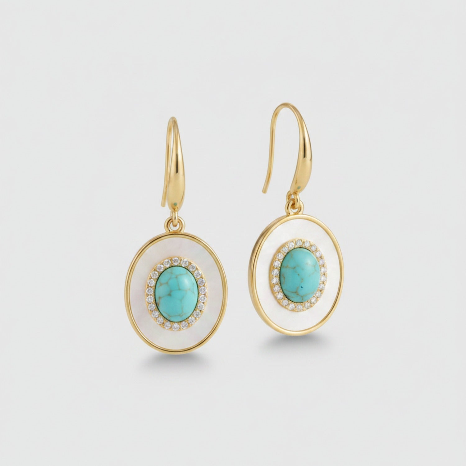 Pearl Drop Earrings - Turquoise Leverback