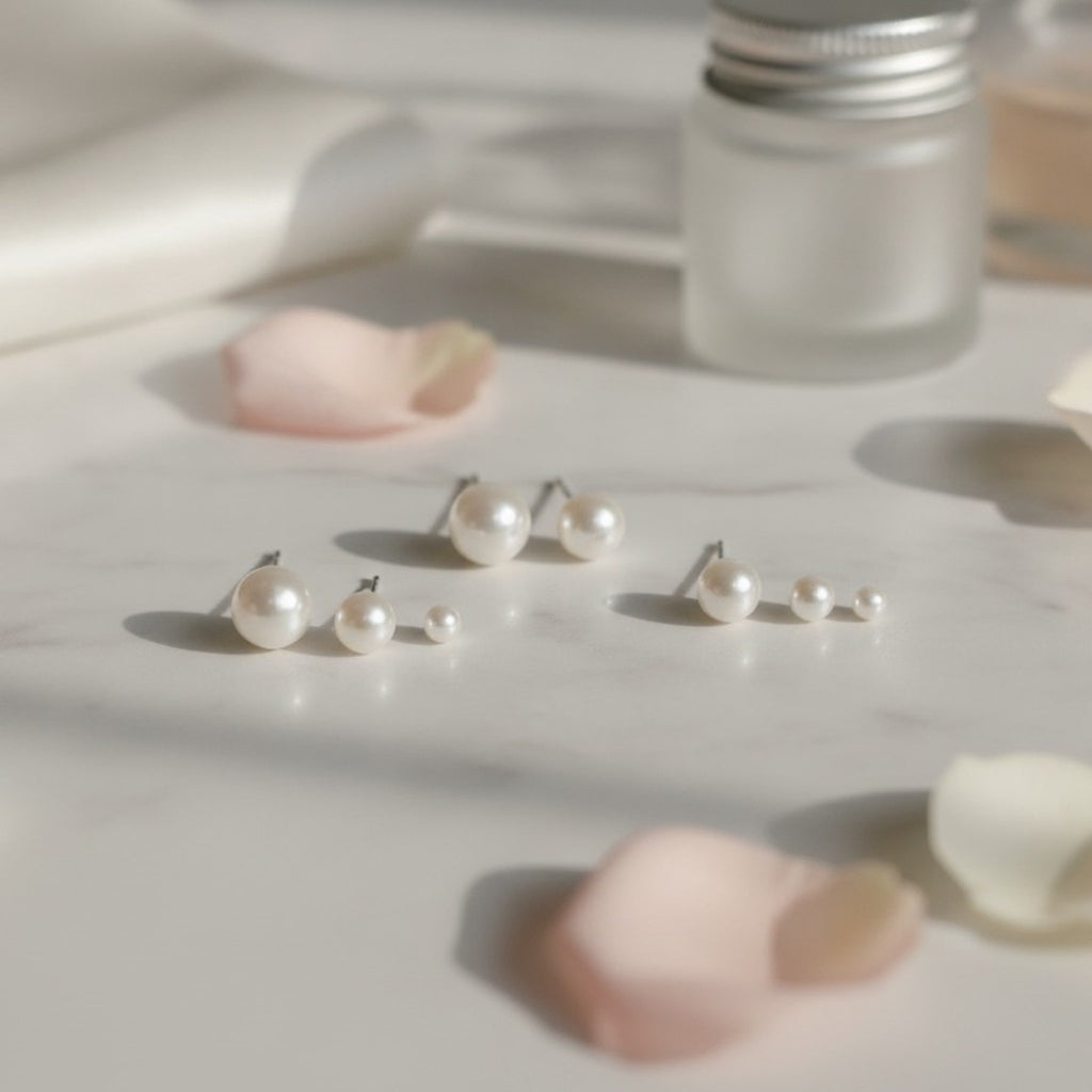 Classic Dainty Pearl Stud Earring Set – jewelry (view 3)