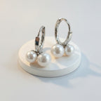 Elegant Double Pearl Dangle Hoop Earrings – jewelry (view 1)