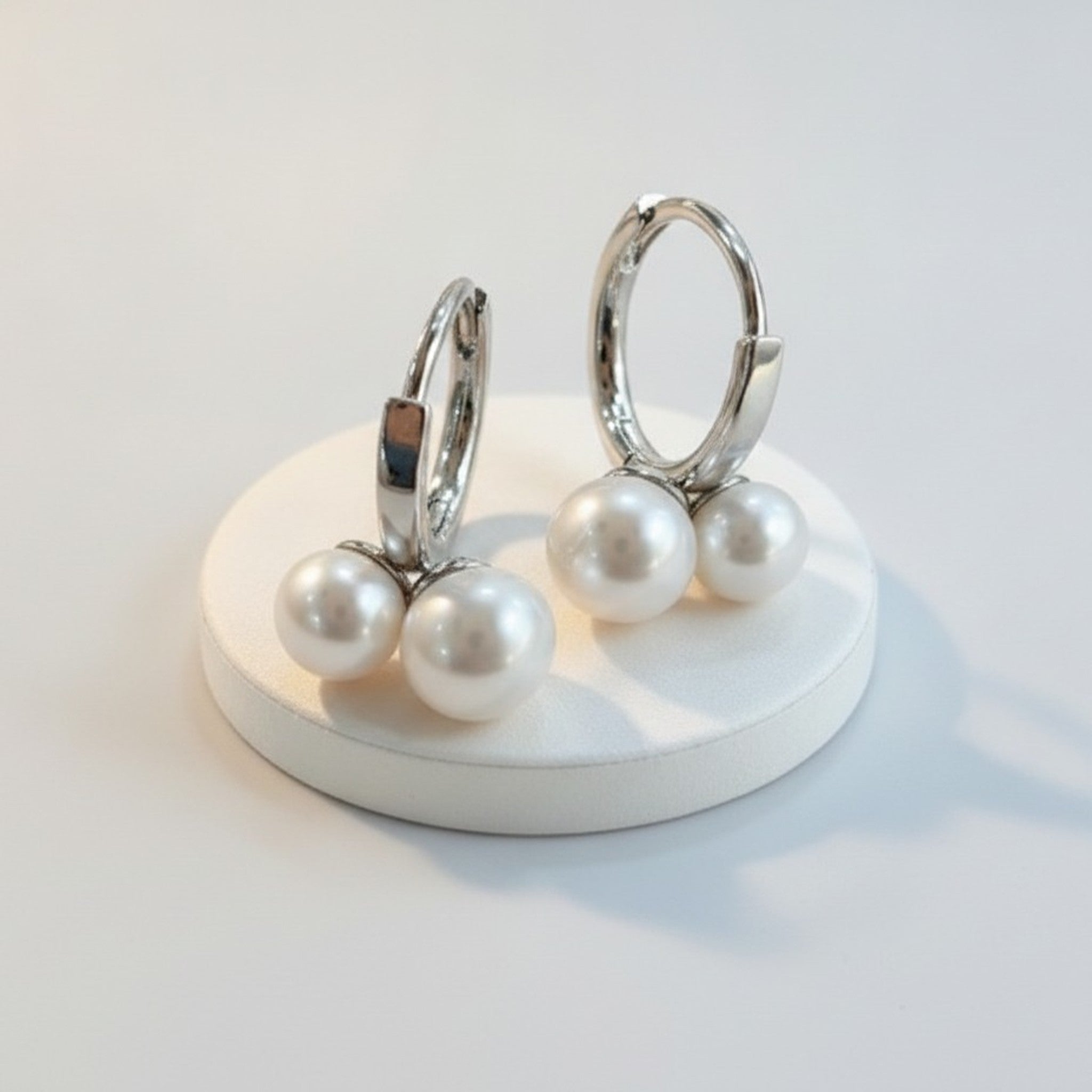 Elegant Double Pearl Dangle Hoop Earrings – jewelry (view 1)