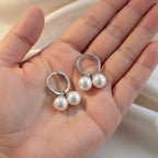 Elegant Double Pearl Dangle Hoop Earrings – jewelry (view 3)