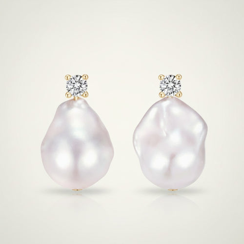 Baroque Pearl and Diamond Drop Earrings – jewelry (view 1)
