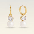 Gold Hoop Crystal Pearl Drop Earrings – jewelry (view 1)