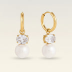 Gold Hoop Crystal Pearl Drop Earrings – jewelry (view 1)