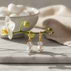 Gold Hoop Crystal Pearl Drop Earrings – jewelry (view 2)