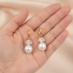 Gold Hoop Crystal Pearl Drop Earrings – jewelry (view 3)