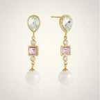 Gold Plated Pastel Gemstone Pearl Drop Earrings – jewelry (view 1)