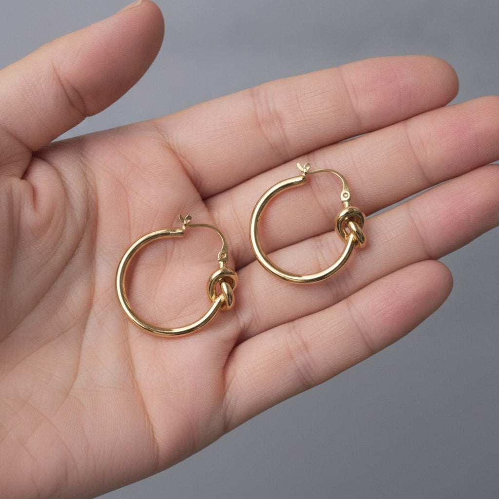 Chic Knot Design Gold Hoop Earrings – jewelry (view 3)