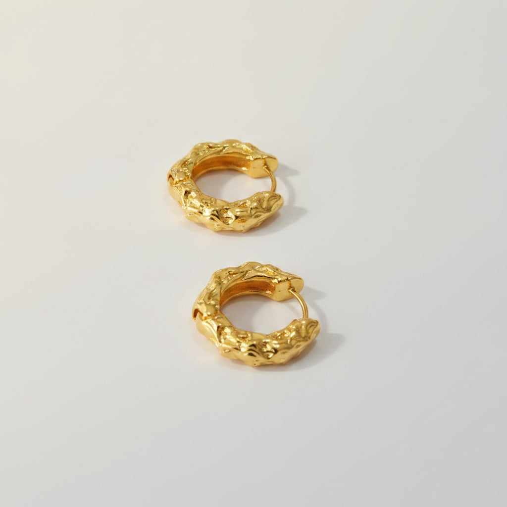 Chunky Irregular Textured Hoop Earrings – jewelry (view 1)