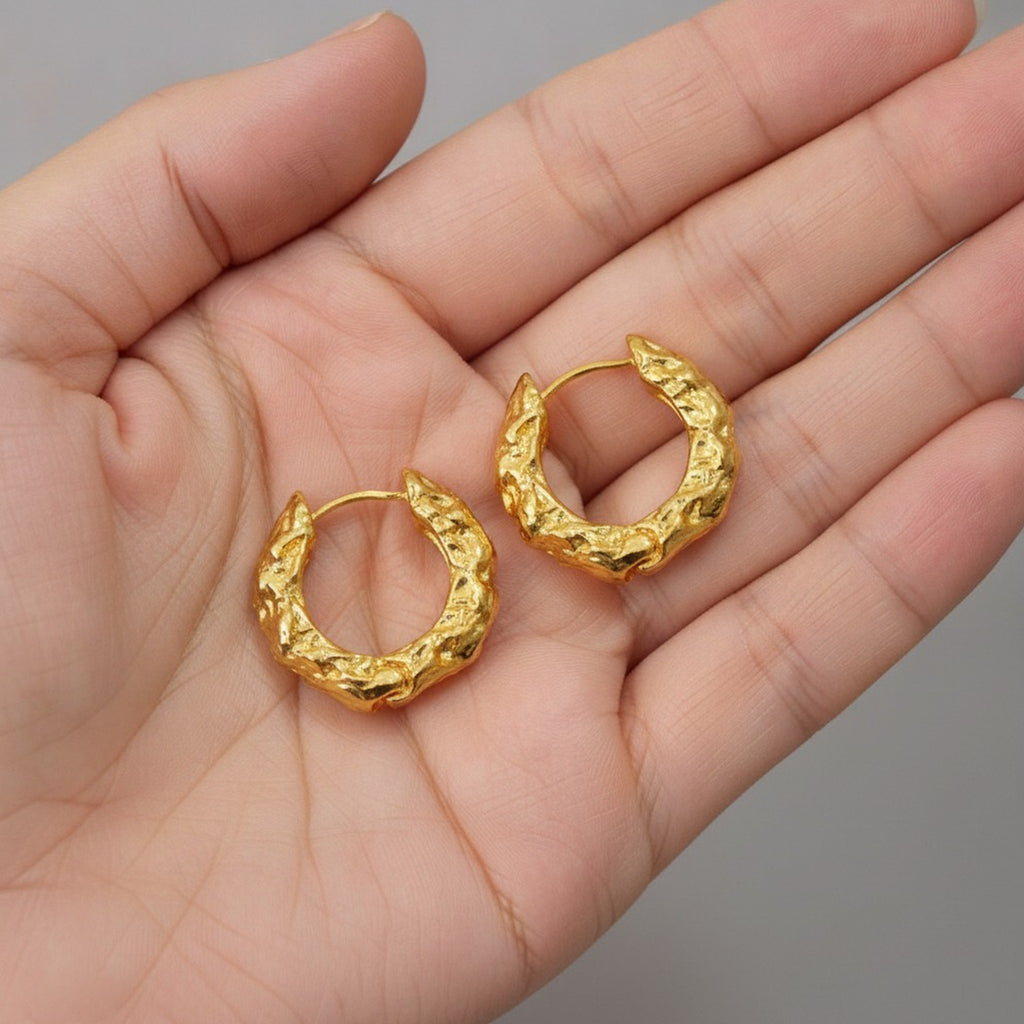 Chunky Irregular Textured Hoop Earrings – jewelry (view 3)