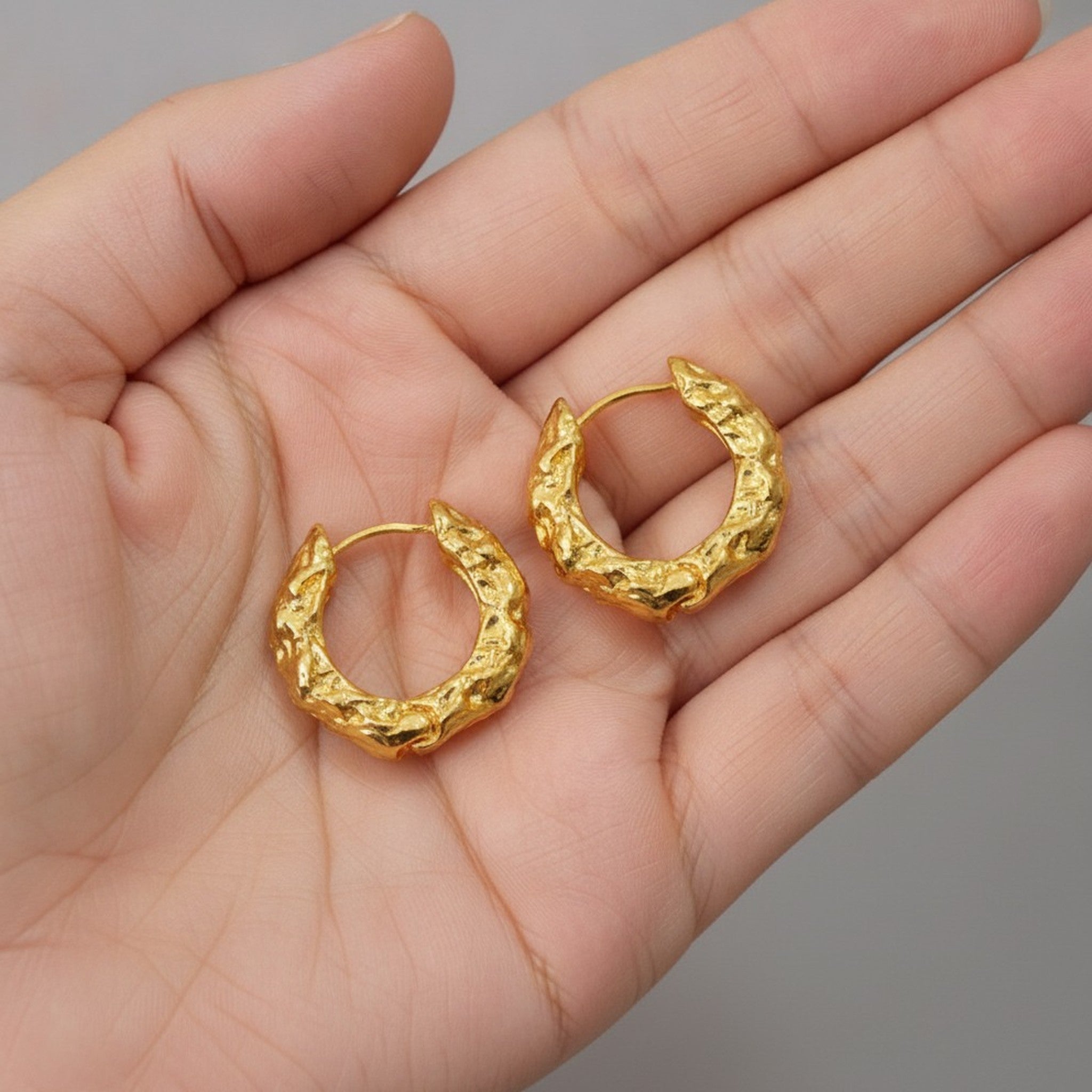 Chunky Irregular Textured Hoop Earrings – jewelry (view 3)