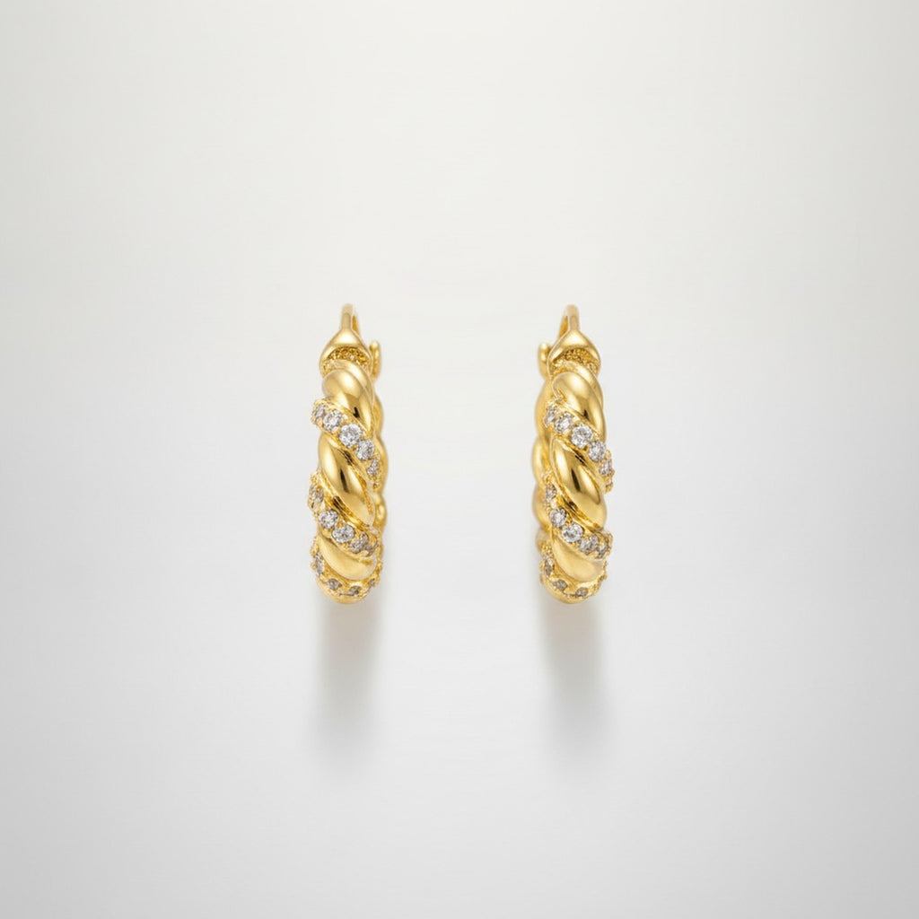 Elegant Sparkling Twisted Hoop Earrings – jewelry (view 1)