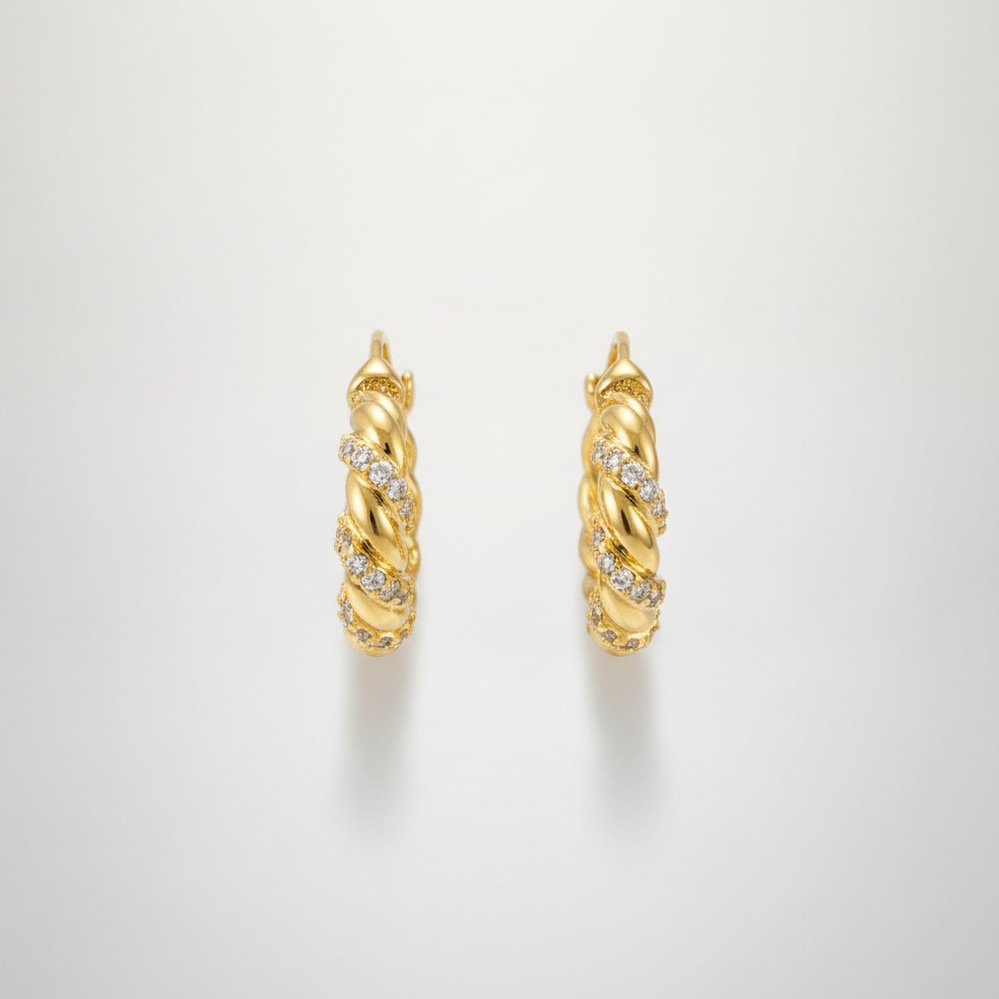 Elegant Sparkling Twisted Hoop Earrings – jewelry (view 1)