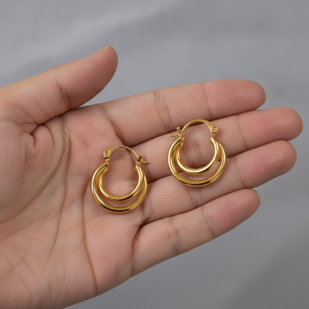 Elegant Double Layer Hoop Earrings – jewelry (view 3)