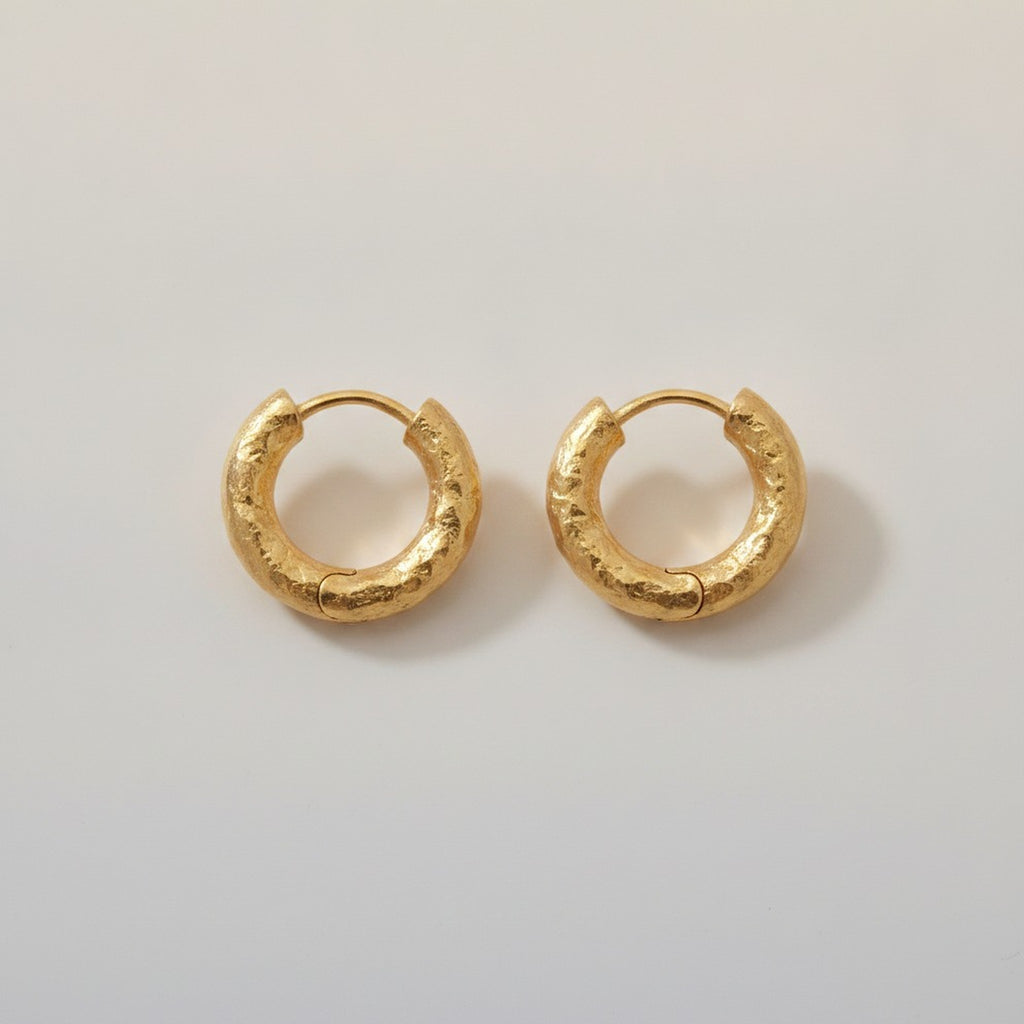 Chunky Textured Gold Hoop Earrings – jewelry (view 1)