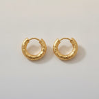 Chunky Textured Gold Hoop Earrings – jewelry (view 1)