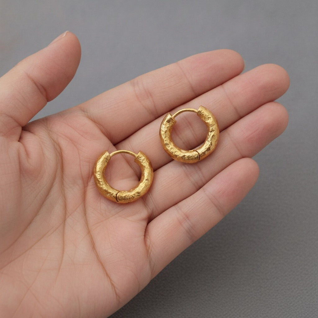 Chunky Textured Gold Hoop Earrings – jewelry (view 3)