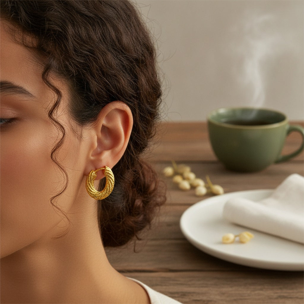 Textured Twisted Oval Hoop Earrings – jewelry (view 2)