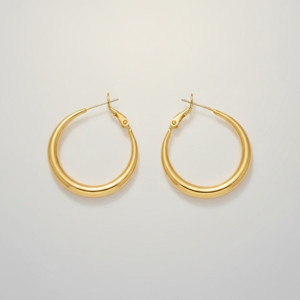 Sleek Gold Tone Hoop Earrings – jewelry (view 1)