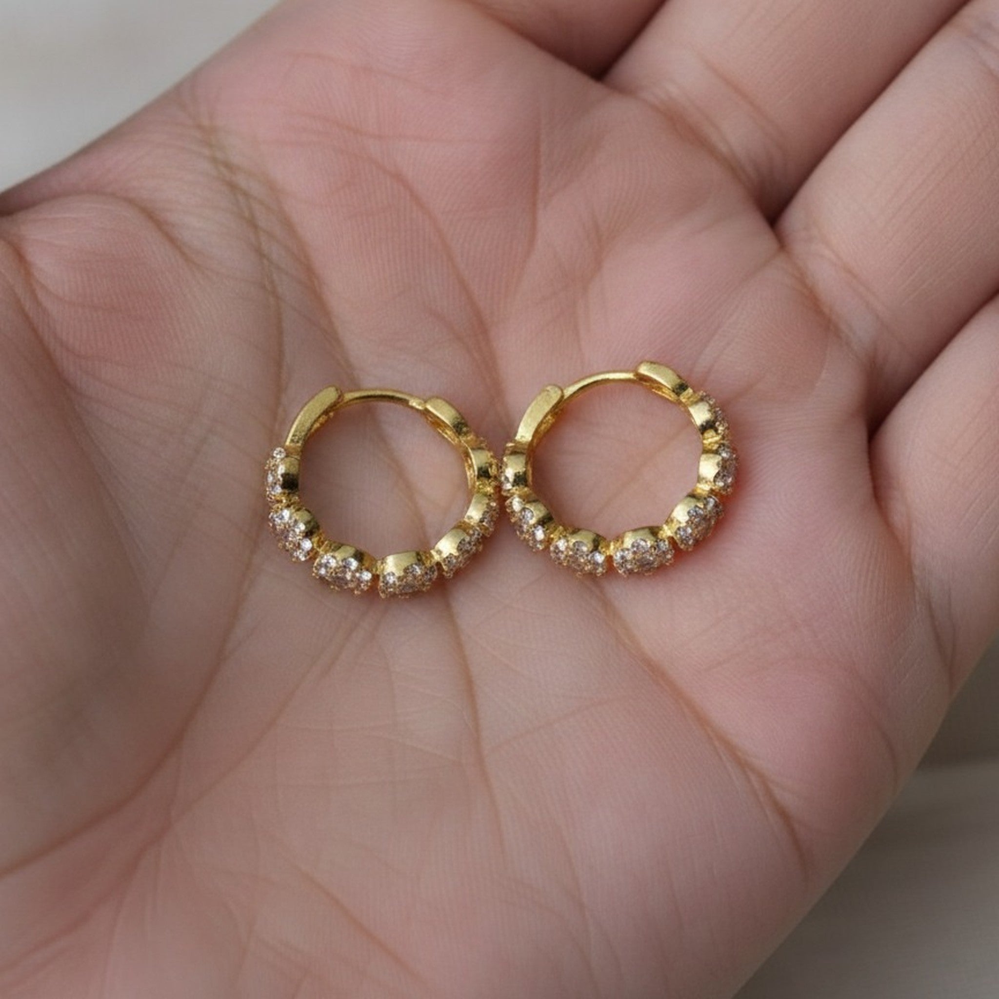 Sparkling Flower Design Hoop Earrings – jewelry (view 3)