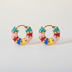 Fashion Enamel Segmented Hoop Earrings – jewelry (view 1)