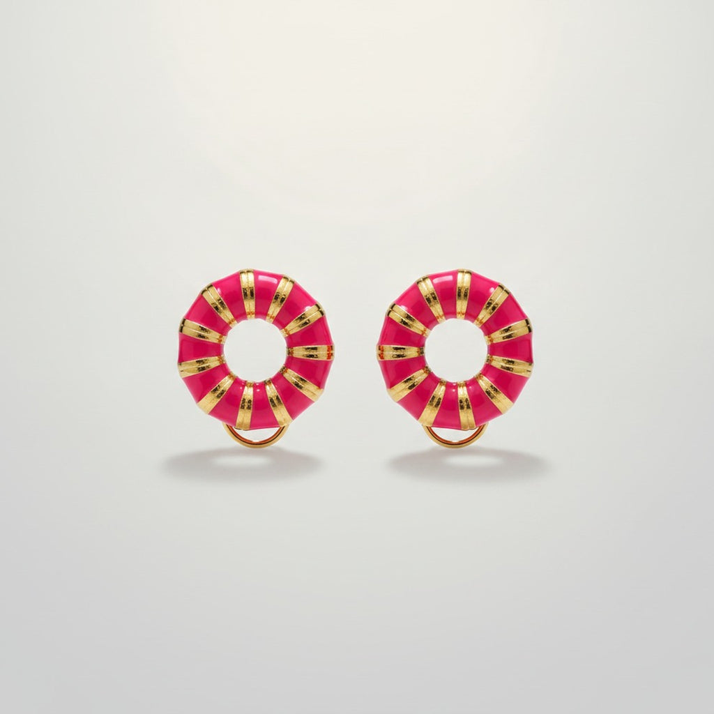 Fashion Enamel Segmented Hoop Earrings – jewelry (view 2)