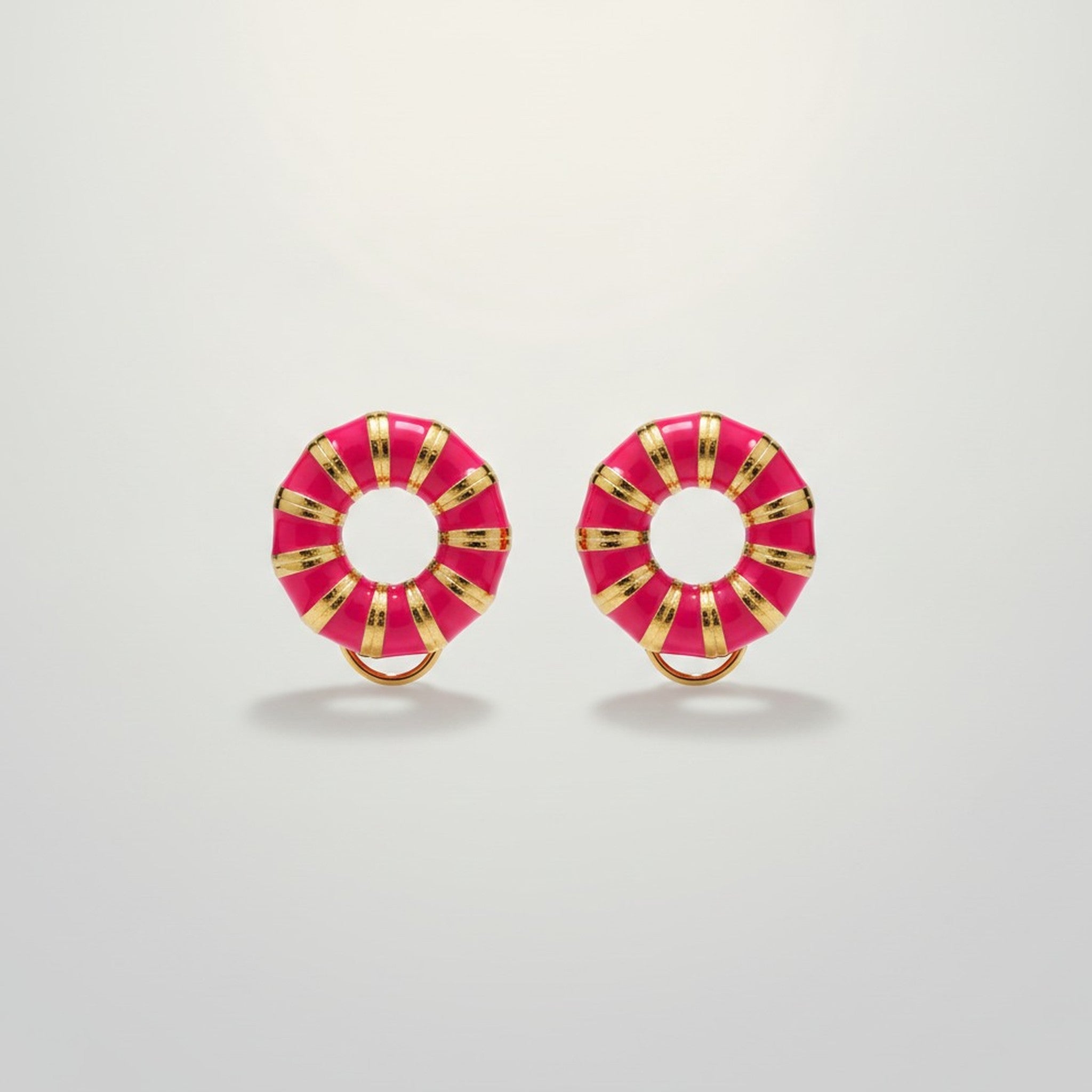 Fashion Enamel Segmented Hoop Earrings – jewelry (view 2)